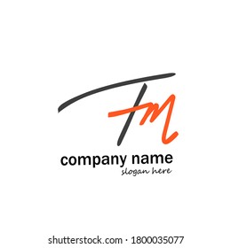 F m Fm initial logo handwriting template vector