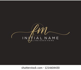 F M Initial handwriting logo vector
