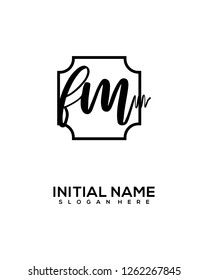 F M Initial Handwriting Logo Template Vector
