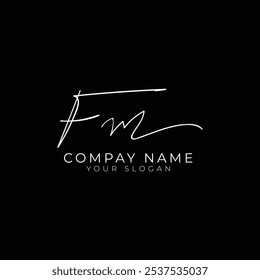 f mi letra inicial y el logotipo de la firma. VECTOR de letras de caligrafía dibujado a mano de FM para bienes raíces, belleza, Fotografía, diseño de logotipos de letras