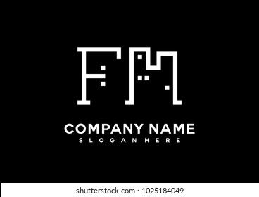 F M initial logo template vector