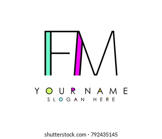 F & M initial minimalist logo template vector