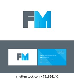 F M joint bold letter design vector with business card template