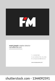 F M letters Joint logo icon with business card vector template.