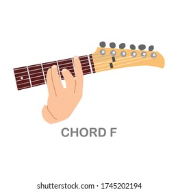 F major chord guitar for beginners vector. Chord major guitar. Vector flat illustration