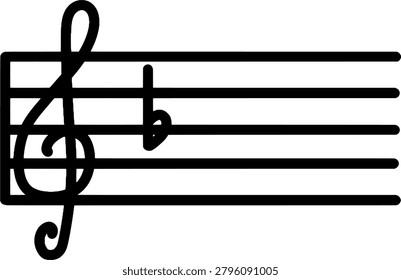 F Major and D Minor, Treble clef and flat note displayed on music staff. Musical notation illustration isolated on white background.