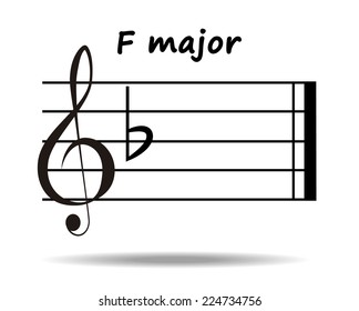  F major key signature, eps 10 vector