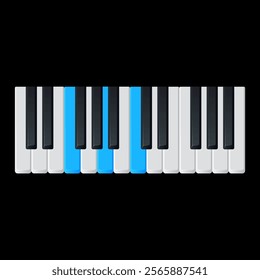 F major piano chord flat vector illustration