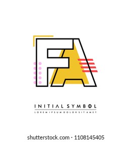 F A Memphis letter style, initial logo template vector full color.