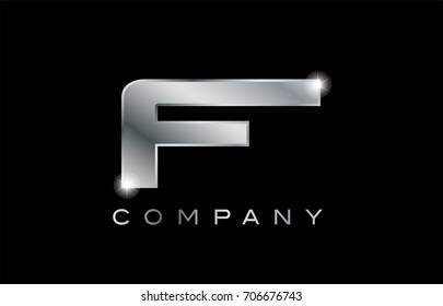 F metal metallic silver logo on a black blackground