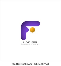 F minimal initial logo letter template vector - Vector