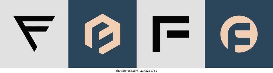 F moderne Anfangsbuchstaben Logo Design Vektorbündel. Es ist geeignet, für welche Firma oder Marke diese anfänglich gegründet wird.