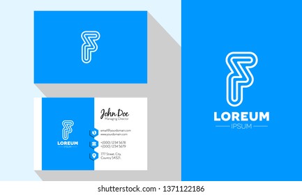 F Multi Line Letter Logo With Professional Business Card