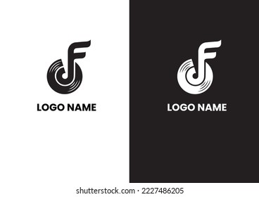 F music note logo concept