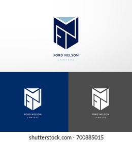 'F' and 'N' combination. Logotype for home building, construction services, law firms.  Abstract vector illustration.