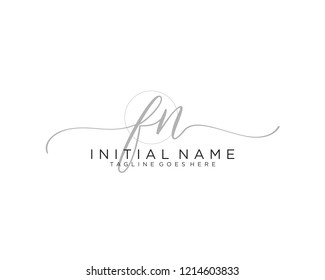 F N Initial handwriting logo vector