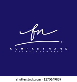  F N Initial handwriting logo vector