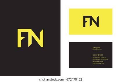 F N joint logo icon with Business card template