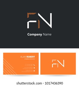 F N joint logo stroke letter design with business card template