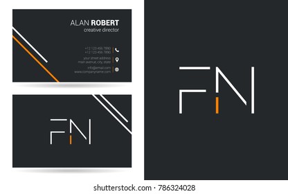 F & N stroke letter design with business card template