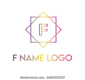 Logotipo de nombre "F" único y abstracto para la marca de negocios