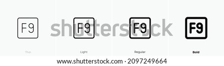 f nine key icon. Thin, Light Regular And Bold style design isolated on white background
