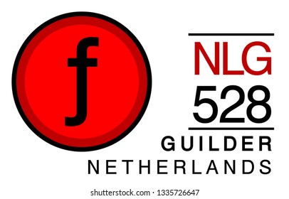 f, NLG, 528, Guilder, Netherlands Banking Currency icon typography logo banner set isolated on background. Abstract concept graphic element. Collection of currency symbols ISO 4217 signs used country