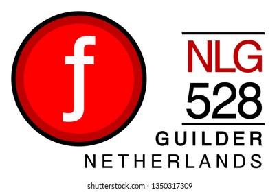 f, NLG, 528, Guilder, Netherlands Banking Currency icon typography logo banner set isolated on background. Abstract concept graphic element. Collection of currency symbols ISO 4217 signs used country