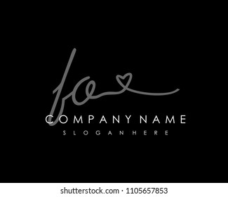 F O Initial handwriting logo vector