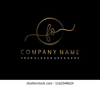 F O Initial handwriting logo vector