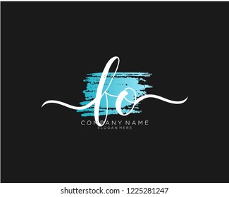F O Initial handwriting logo vector
