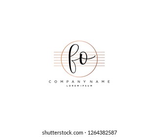 F O initial handwriting logo vector