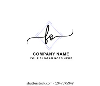 F O Initial Handwriting Logo Template