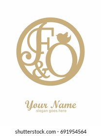 F O initial wedding decorative logo template
