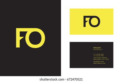 F O joint logo icon with Business card template