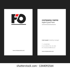 F O letters Joint logo icon with business card vector template.