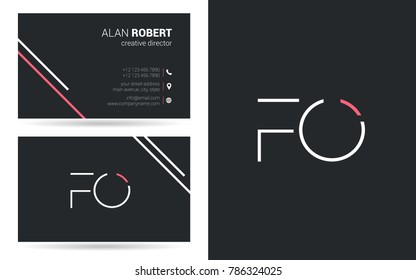F & O stroke letter design with business card template
