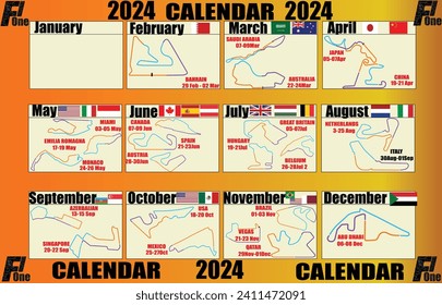 F one race track 2024 Calendar  