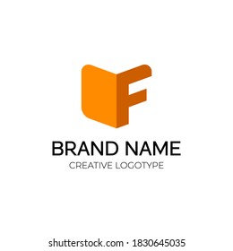 F and open book logo design creative and modern academy logotype