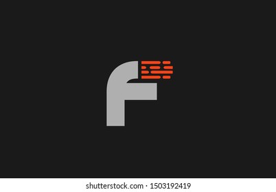 F orange grey dots number for company logo. Suitable as logotype icon for a business