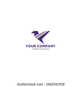 F in Origami Bird logo design vector