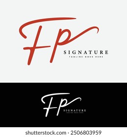 F, P, FP Initial letter logo. Alphabet FP Handwritten Signature logo