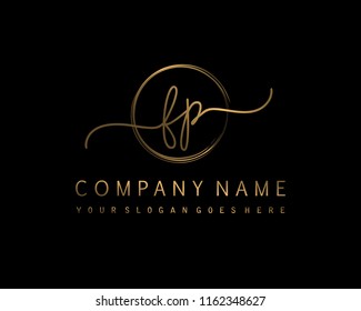 F P Initial handwriting logo vector