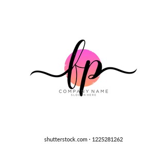 F P Initial handwriting logo vector