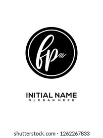 F P Initial Handwriting Logo Template Vector