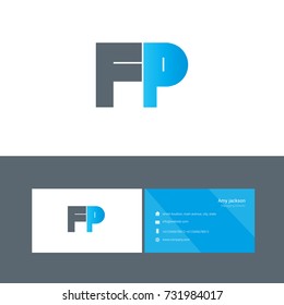F P joint bold letter design vector with business card template