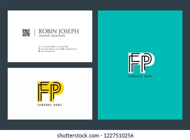 F P Joint logo icon with business card vector template.
