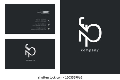 F & P line logo joint letter design with business card template