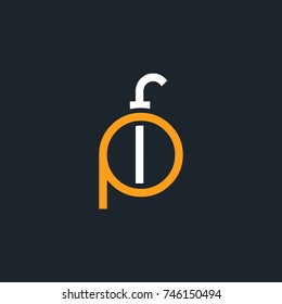 F P round letter logo design template