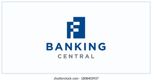 F PF FP negative squared space. banking center logo